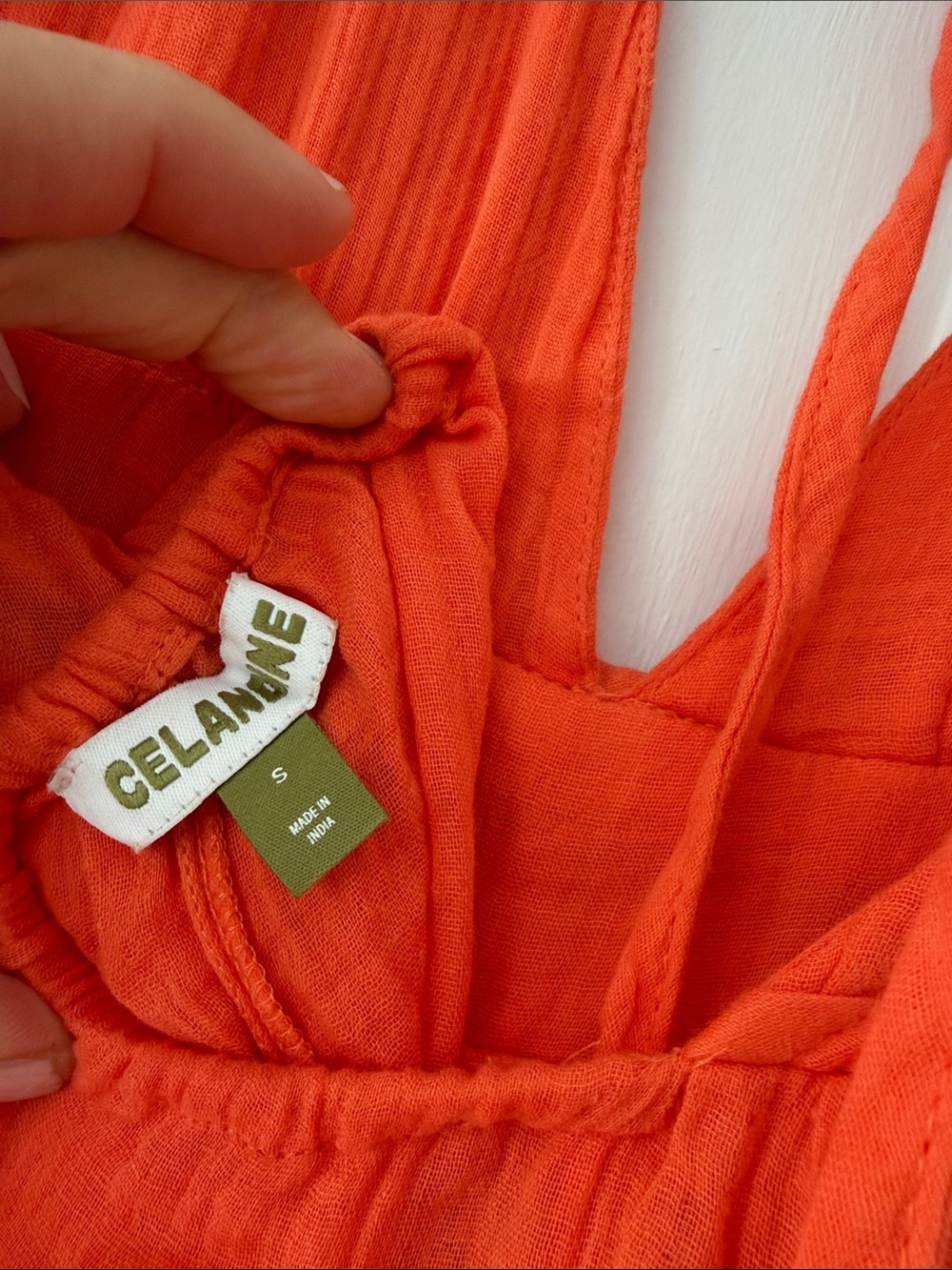 Anthropologie Celandine Orange Maxi Dress with Deep V and slit - Picture 7 of 7